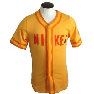 Nike Sportswear Mens Baseball Jersey Button Up Skate shirt Orange Size Small NWT